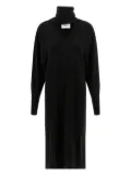 Nude turtleneck scarf midi dress - Black