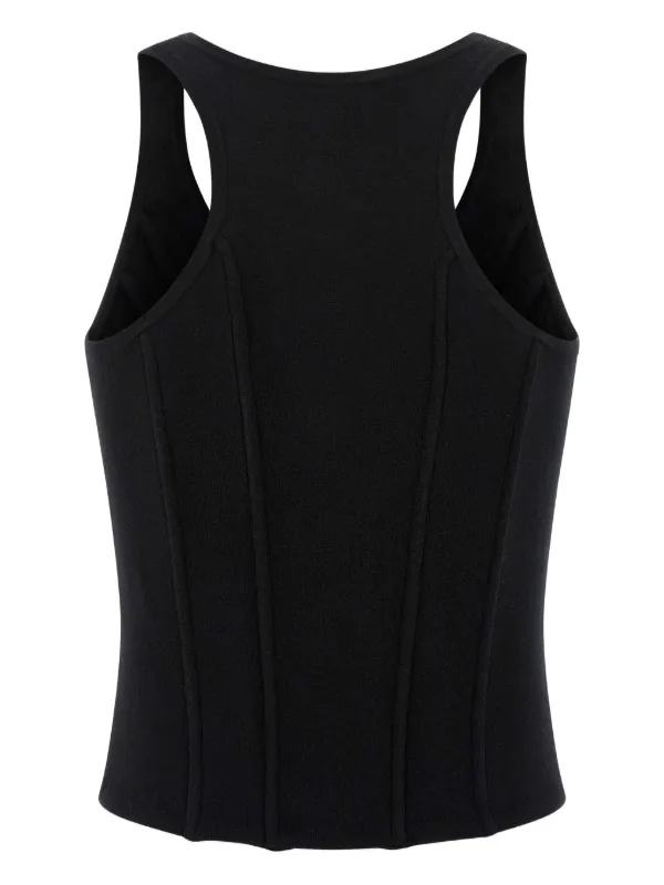 ELISABETTA FRANCHI 胸ポケットロゴ リブ ニット トップス Elisabetta Franchi viscose bodysuit with chevron pattern for