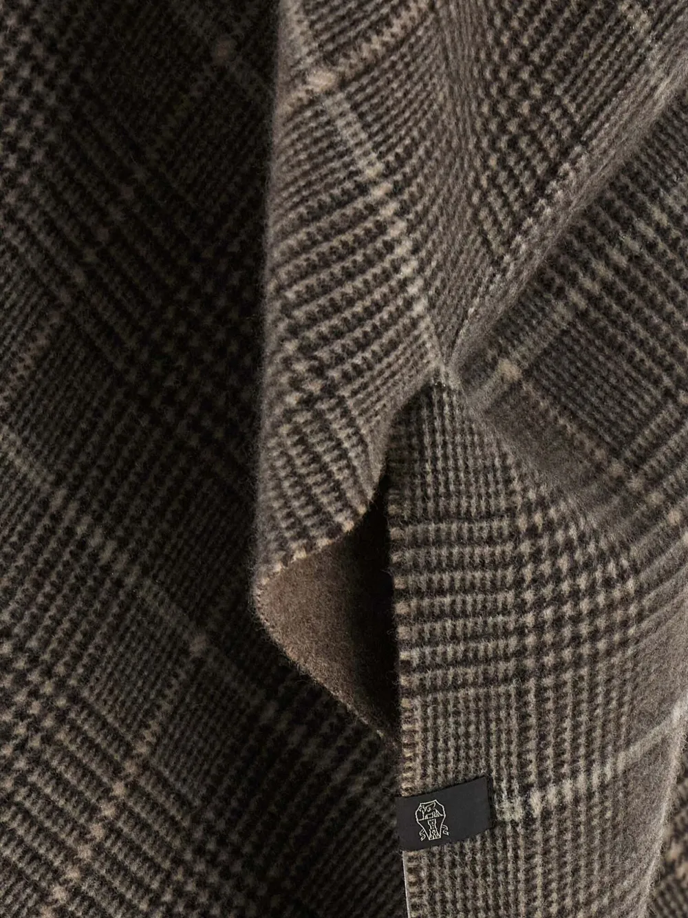 Brunello Cucinelli Prince Of Wales Checked Fringed Poncho In Brown