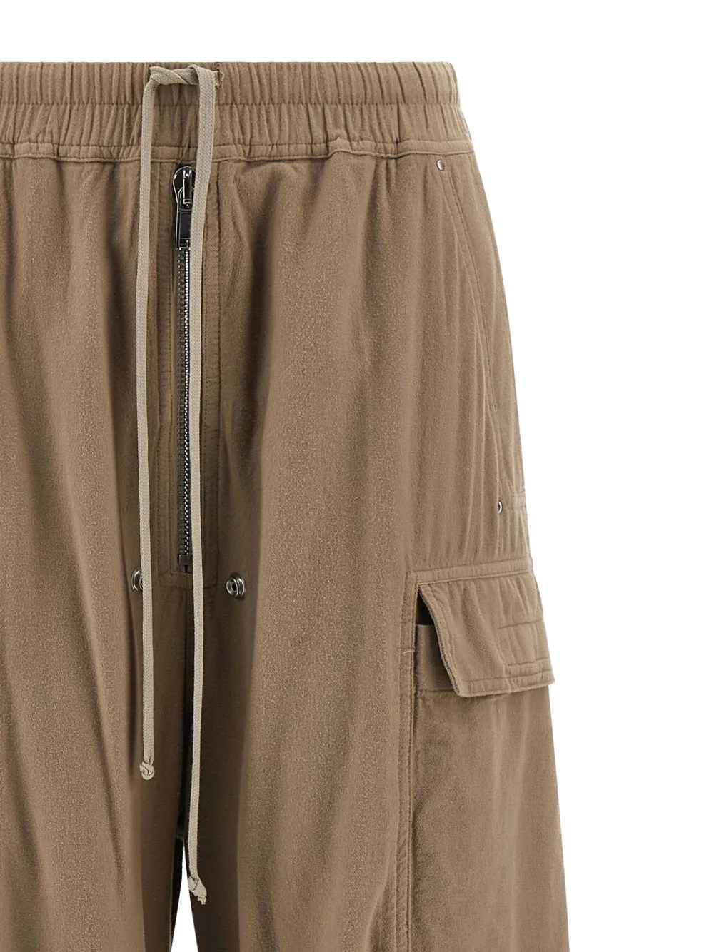 Rick Owens Drkshdw Wide Leg Cargo Pants With Elastic Waist In Brown