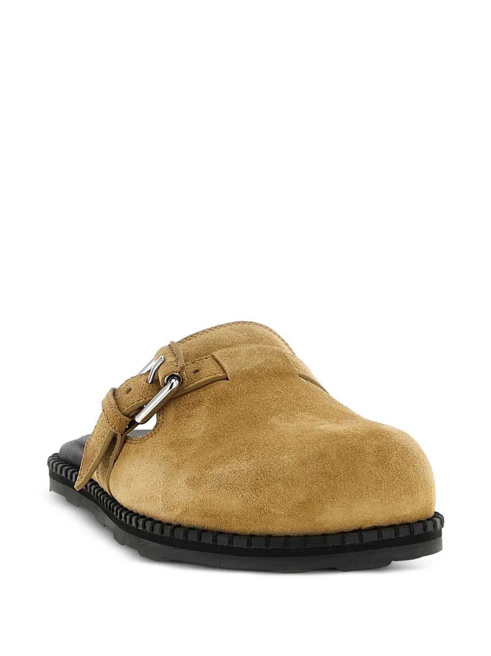 Moschino buckled-strap suede mules Brown