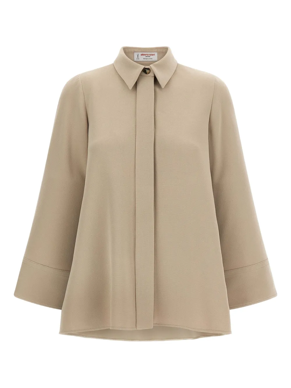 Alberto Biani Three Quarter Sleeve Relaxed Fit Shirt In Neutral