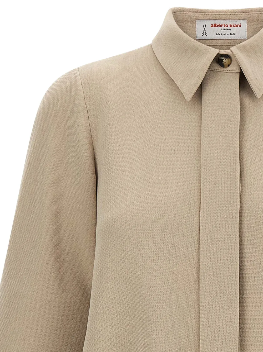 Alberto Biani Three Quarter Sleeve Relaxed Fit Shirt In Neutral