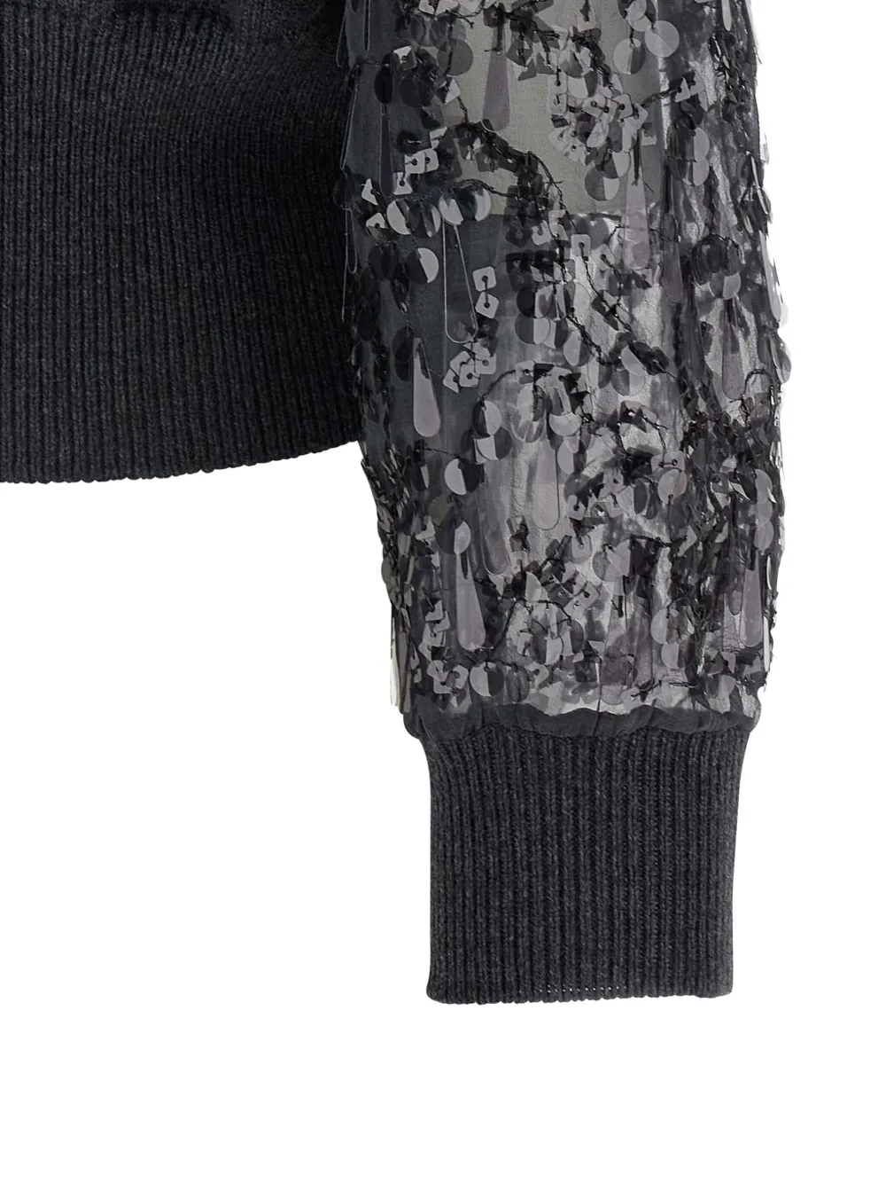 Brunello Cucinelli Sequin Sleeve Cardigan Sweaters And Cardigans Gray In Gray