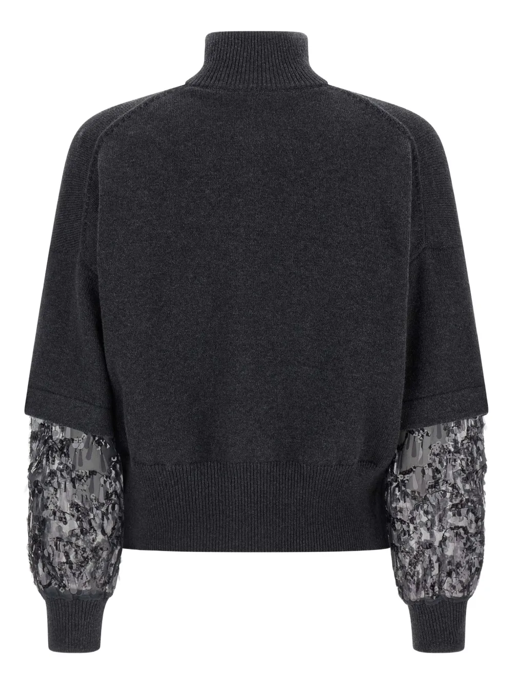 Brunello Cucinelli Sequin Sleeve Cardigan Sweaters And Cardigans Gray In Gray