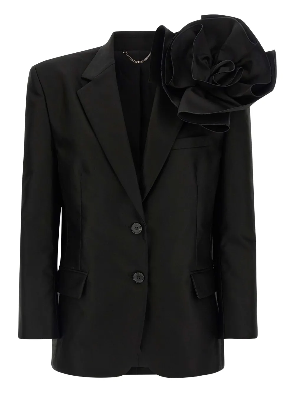Magda Butrym Flower-appliqué Single-breasted Blazer In Black