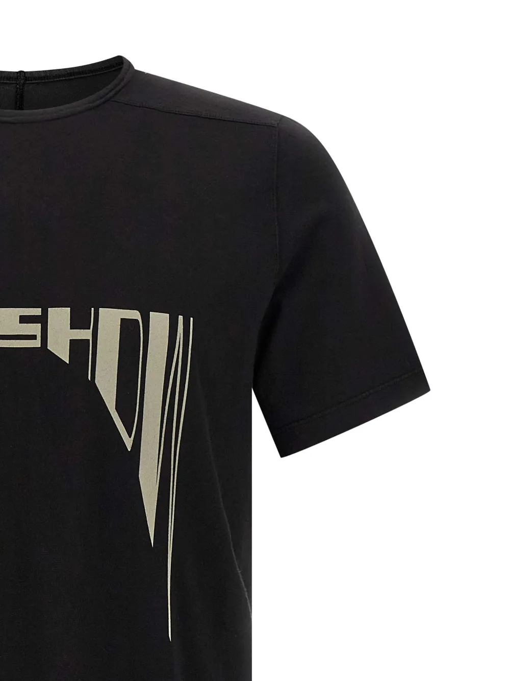 Rick Owens Drkshdw Black Crewneck T-shirt With Logo Print On The Front In Cotton Man In Black