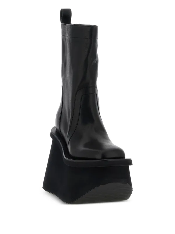 Rick Owens 14mm Factory Topstitching Platform Boots | Black | FARFETCH