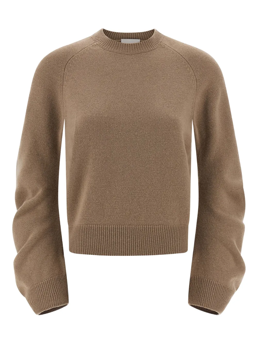 Nude cuffed-sleeve crewneck sweater | Brown | Image 1