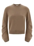 Nude cuffed-sleeve crewneck sweater - Brown