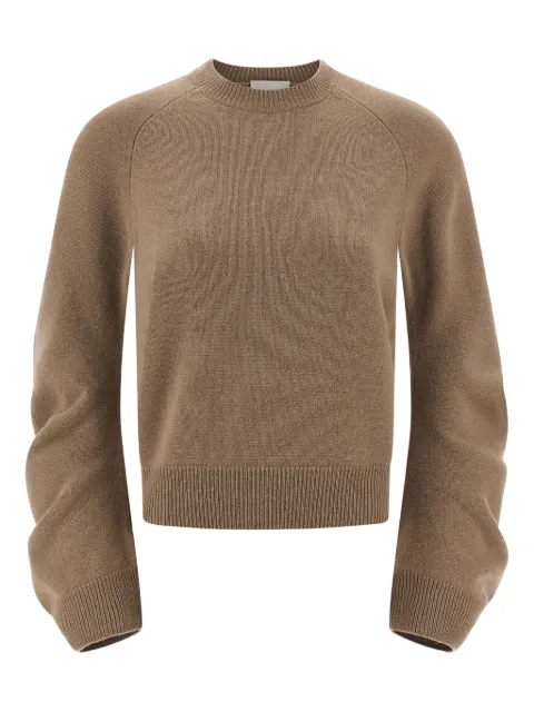 Nude cuffed-sleeve crewneck sweater