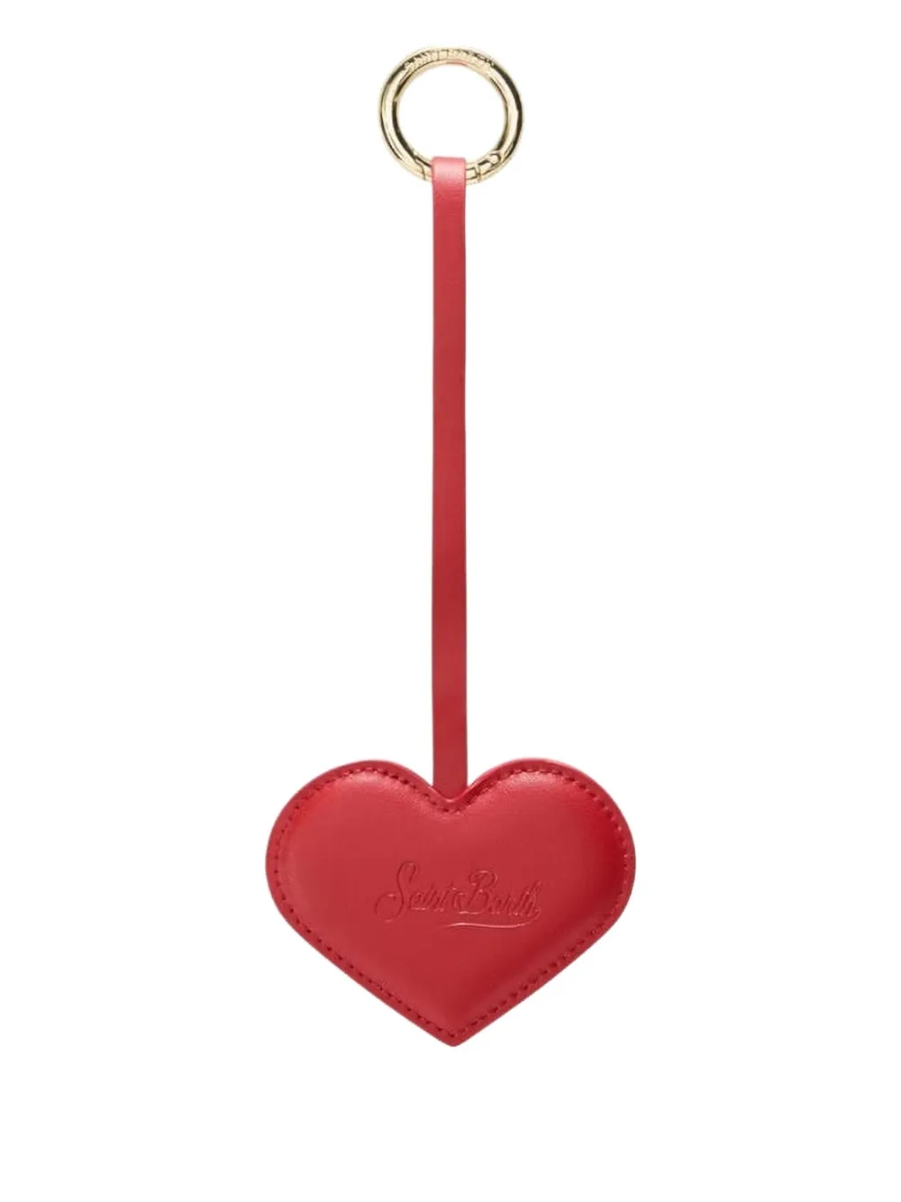 Mc2 Saint Barth Heart Leather Charm Key Ring In Red