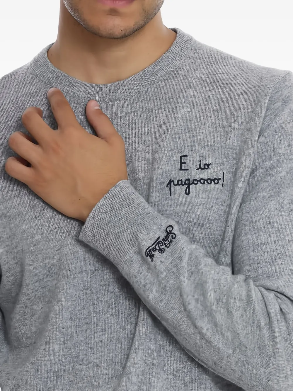 Mc2 Saint Barth Heron Embroidered Sweatshirt In Gray