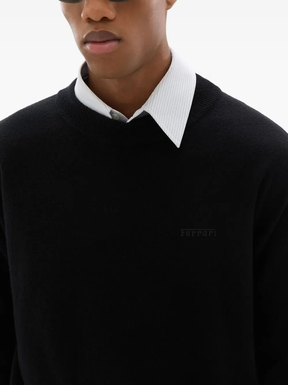Ferrari Crew-neck Sweater In Wool And Cashmere In Black