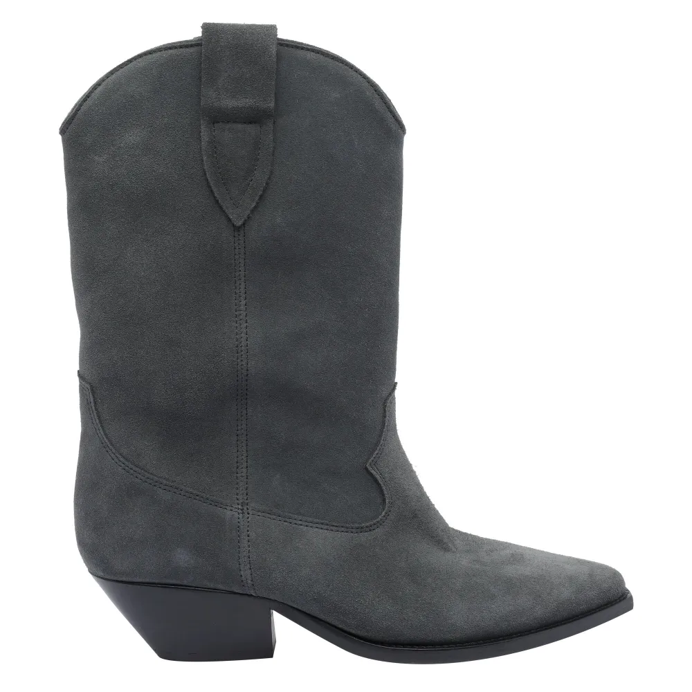 Isabel Marant 40mm Suede Pointed-toe Cowboy Boots In Gray