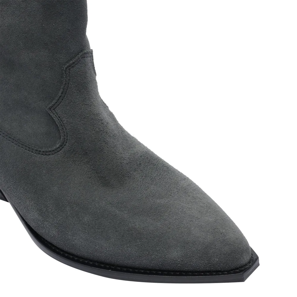 Isabel Marant 40mm Suede Pointed-toe Cowboy Boots In Gray