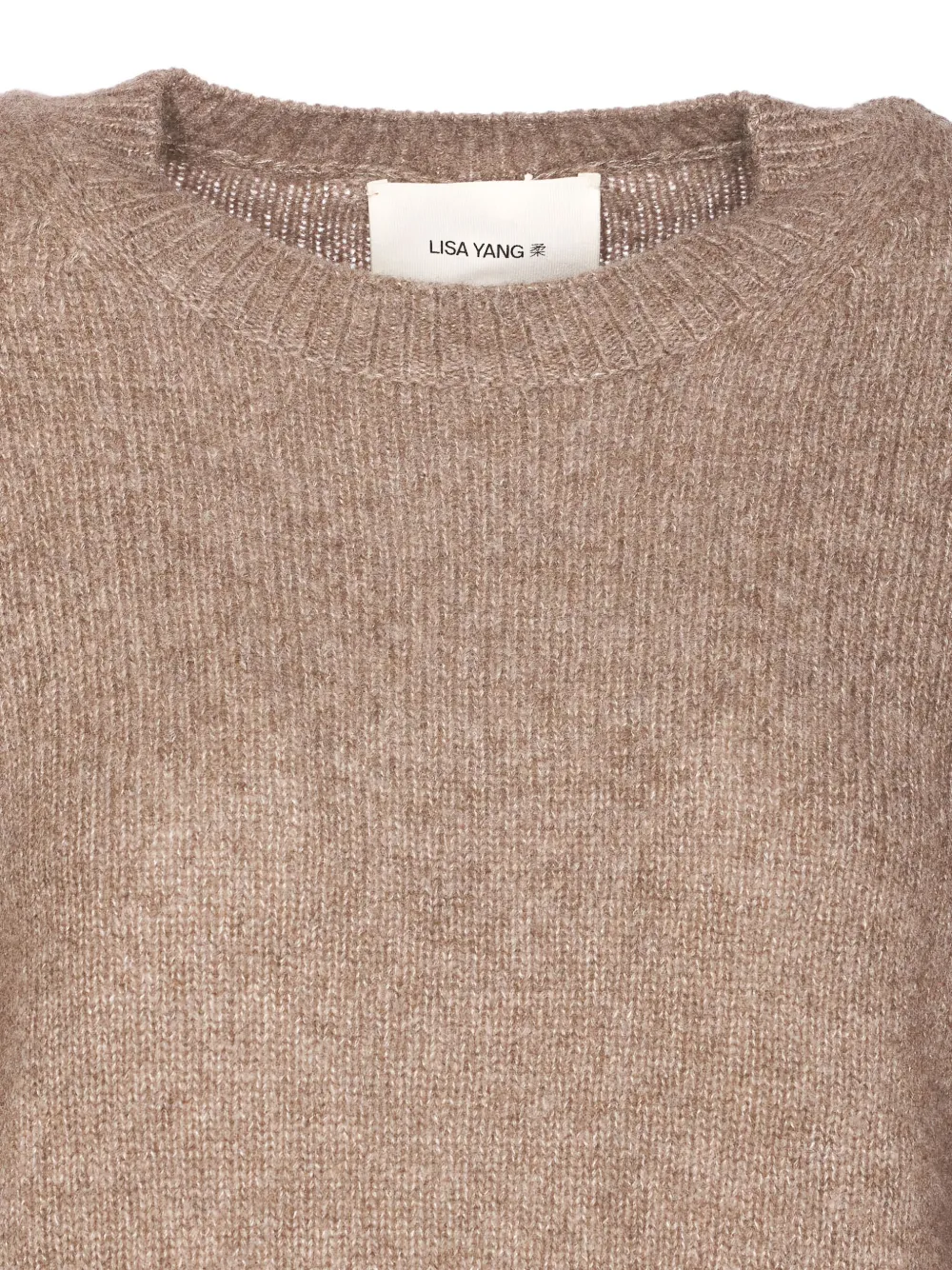 Lisa Yang Soft Knit Crewneck Long Sleeve Sweater In Brown
