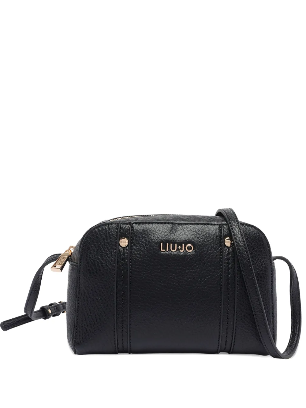 Liu •jo Logo-plaque Zip-closure Shoulder Bag In Black