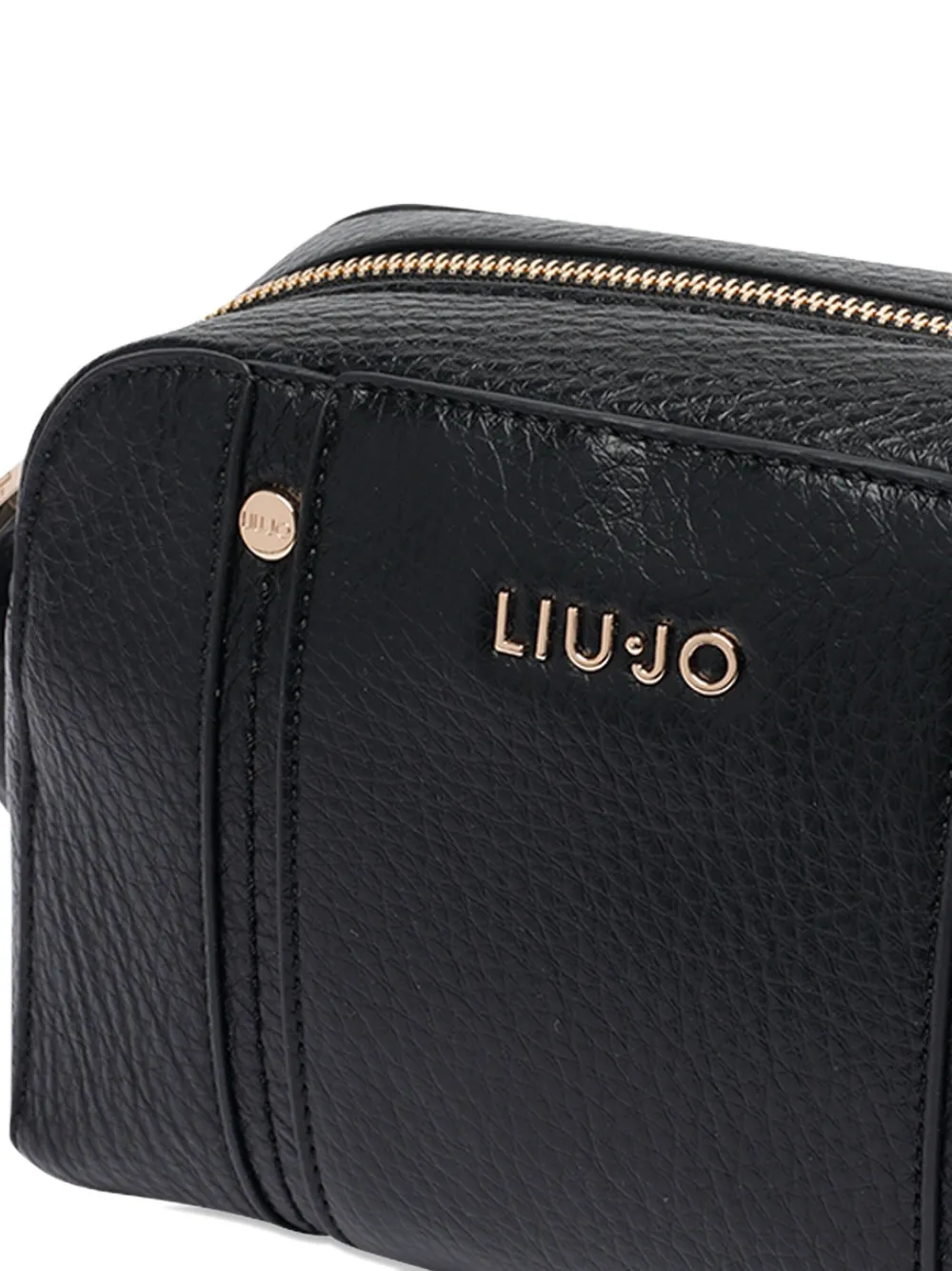 Liu •jo Logo-plaque Zip-closure Shoulder Bag In Black