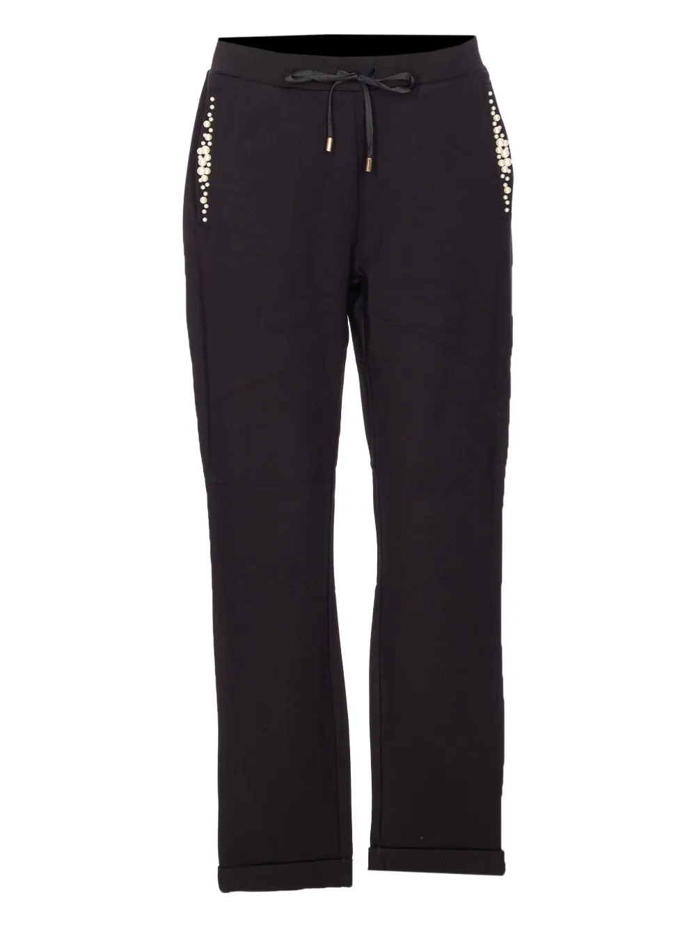 LIU JO faux-pearl-embellished drawstring trousers | Black | Image 1