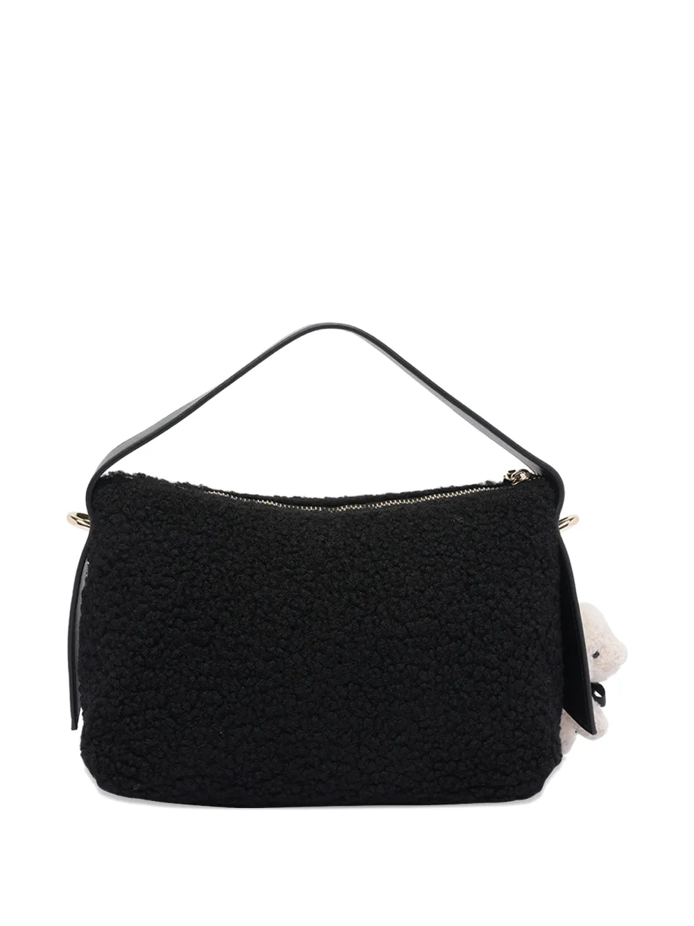 V°73 teddy-charm textured tote bag - Zwart