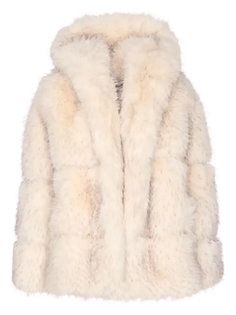 Sword hooded fur-effect coat
