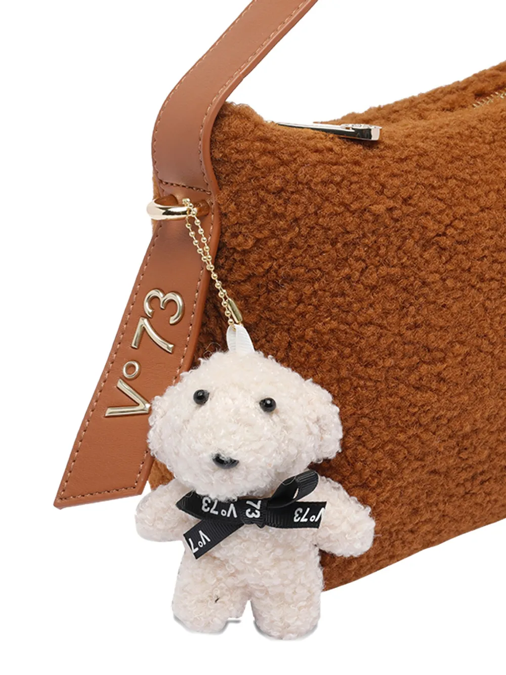 V73 Small Teddy-charm Shoulder Bag In Brown