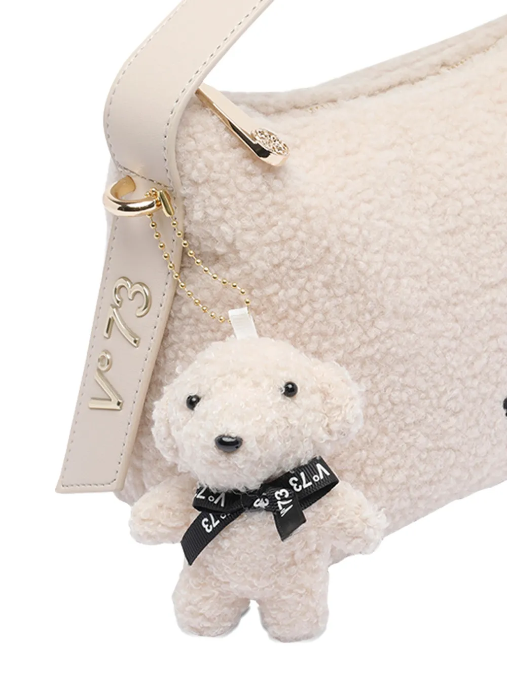 V73 Teddy-charm Tote Bag In Neutral