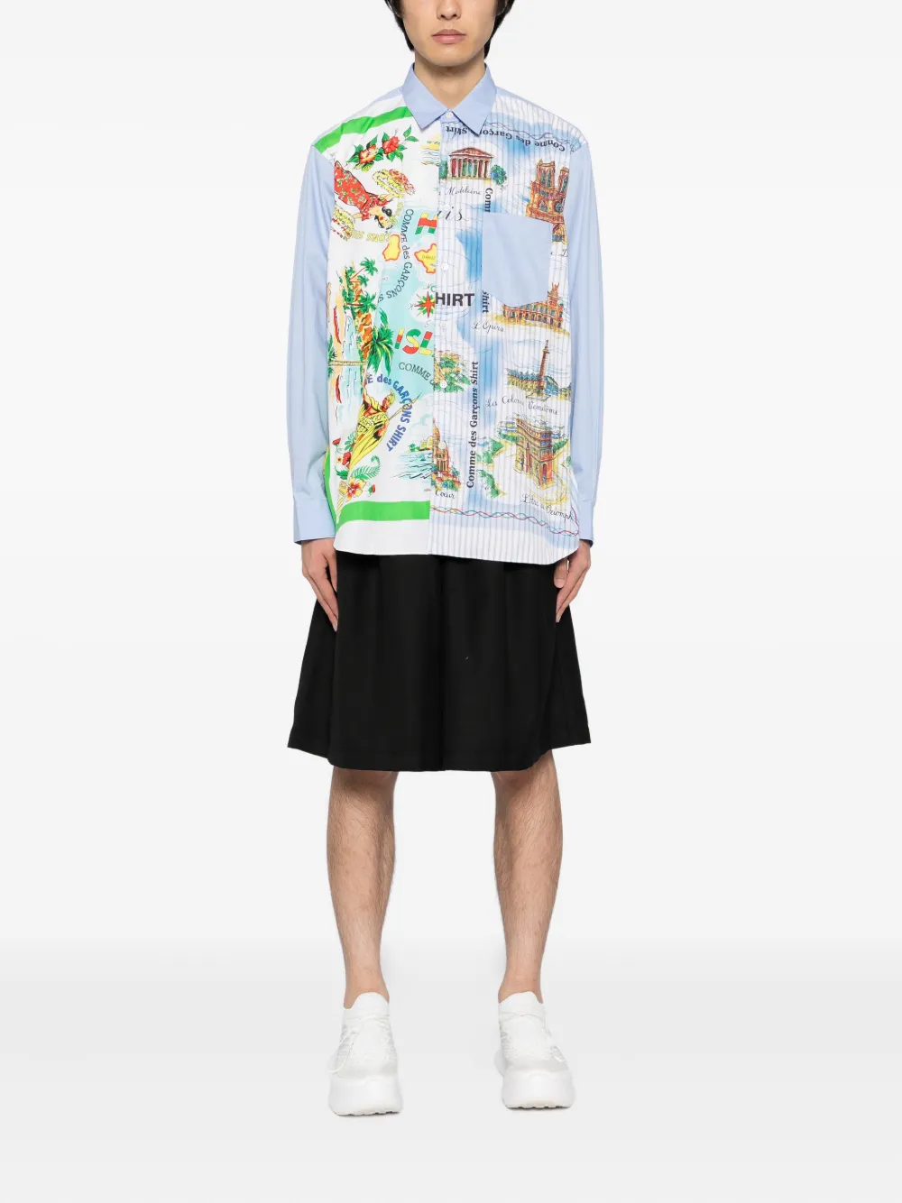 Comme Des Garçons Shirt Overhemd met grafische print - Blauw