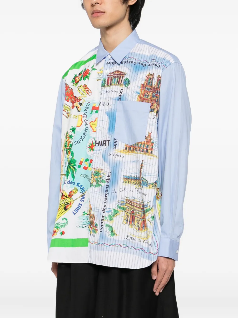 Comme Des Garçons Shirt Overhemd met grafische print Blauw