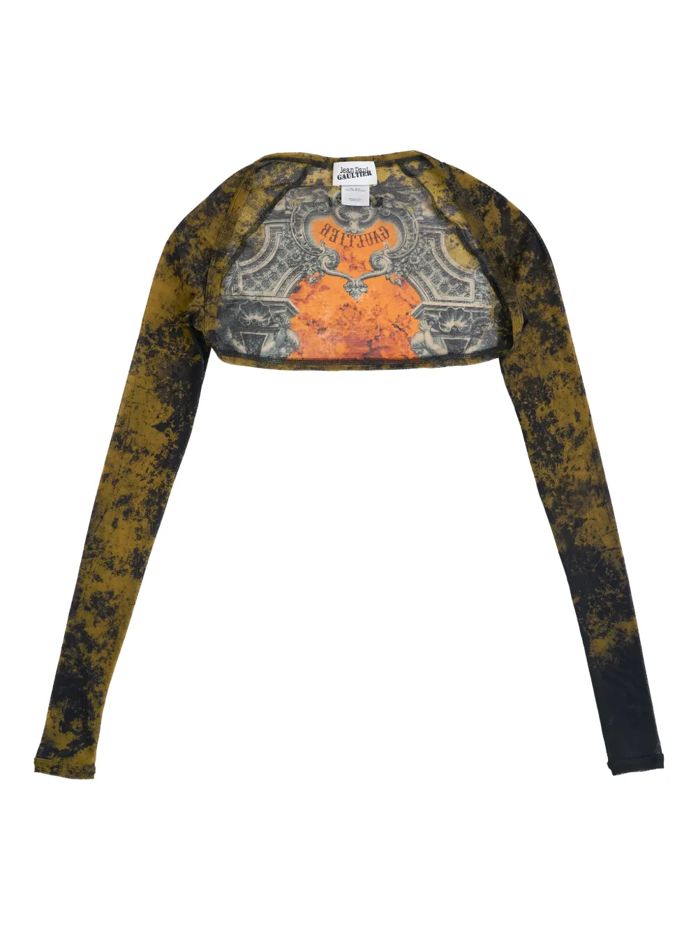 Jean Paul Gaultier Médeillon-print long-sleeve cropped jacket - Marrone