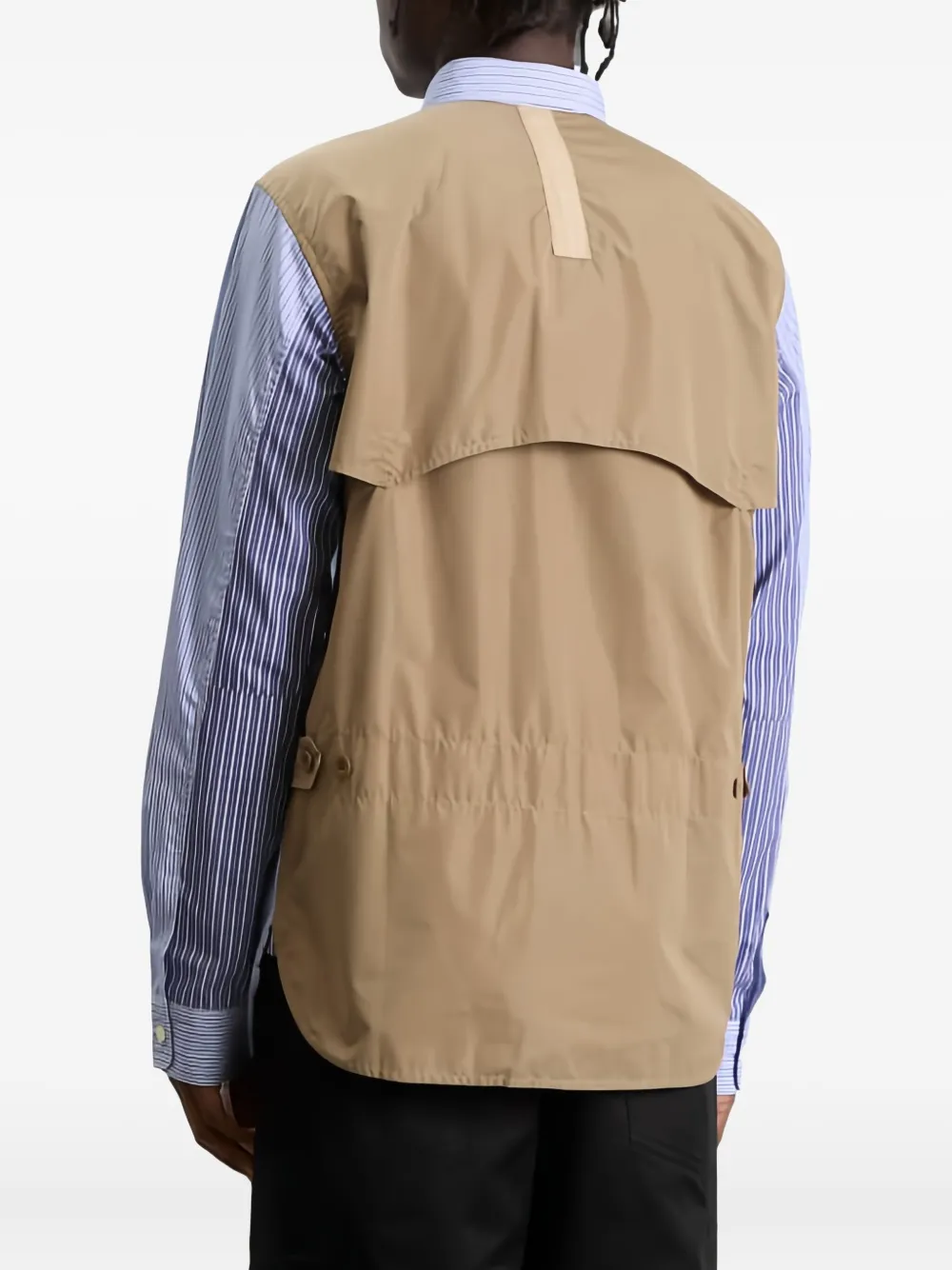 Junya Watanabe Stripe-pattern Panelled Shirt In Blue