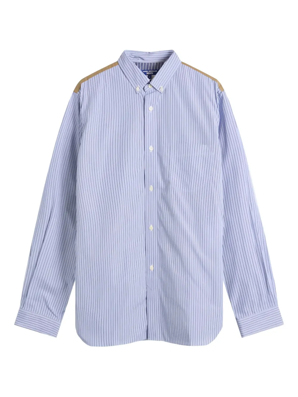 Junya Watanabe MAN stripe-pattern panelled shirt | Blue | Image 1