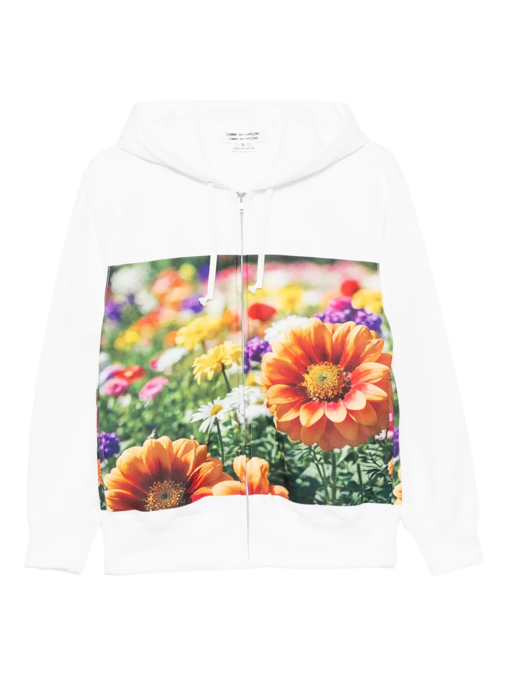 Comme Des Garçons Floral-print Hoodie In Multi