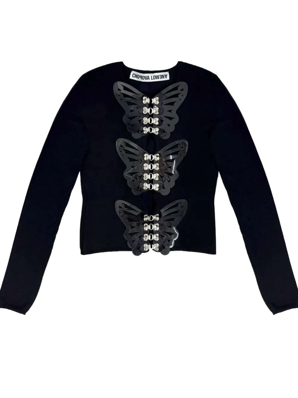 Chopova Lowena Butterfly Embellished Cardigan In Black