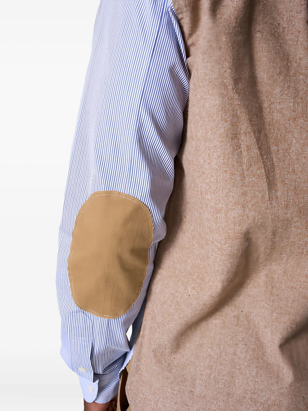 Junya Watanabe Stripe-pattern Panelled Shirt In Blue