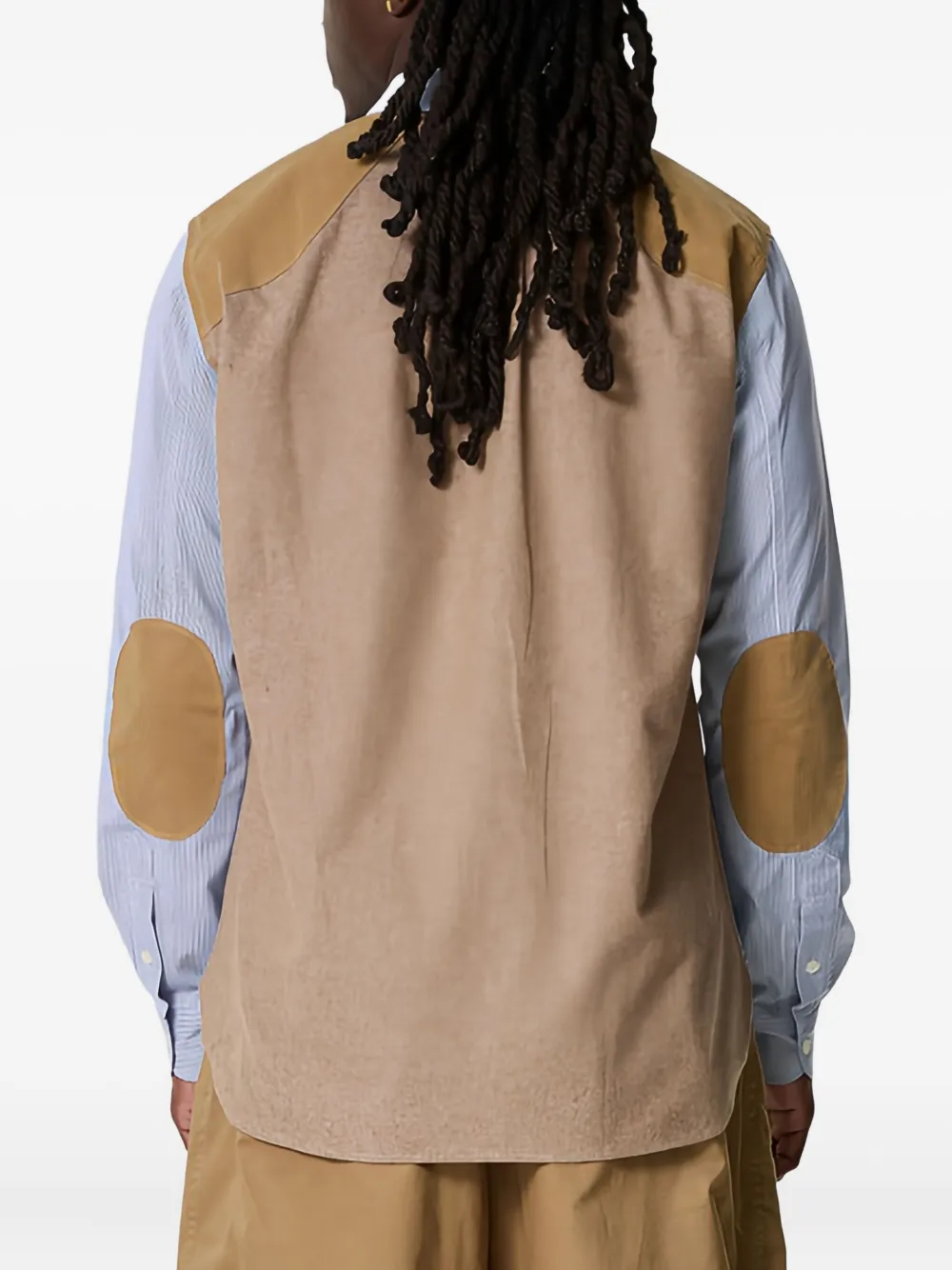 Junya Watanabe Stripe-pattern Panelled Shirt In Blue
