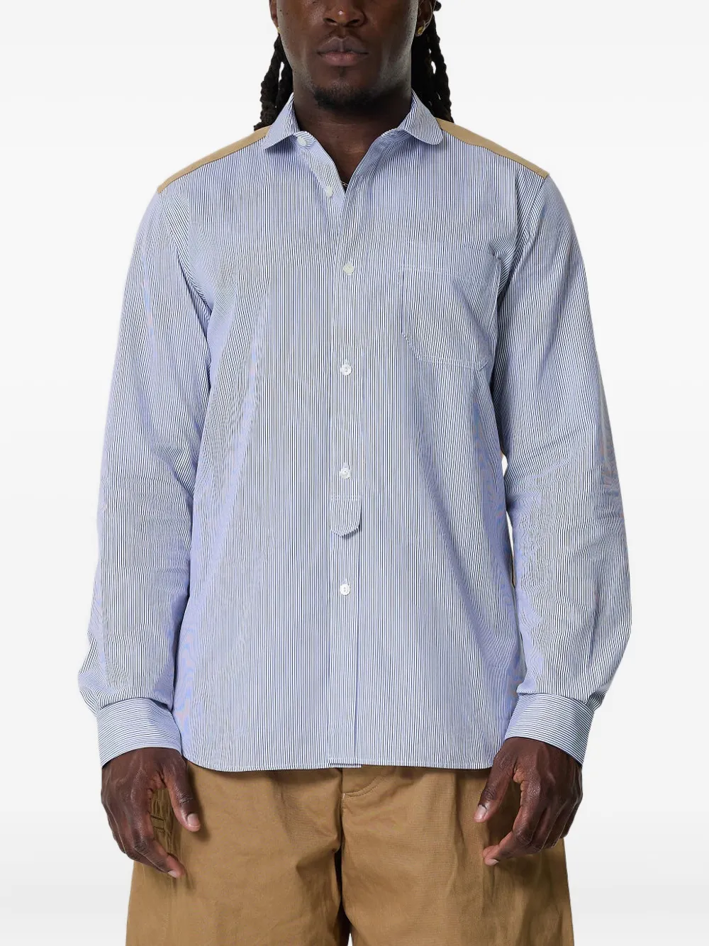 Junya Watanabe MAN camisa con motivo a rayas | azul | Image 1