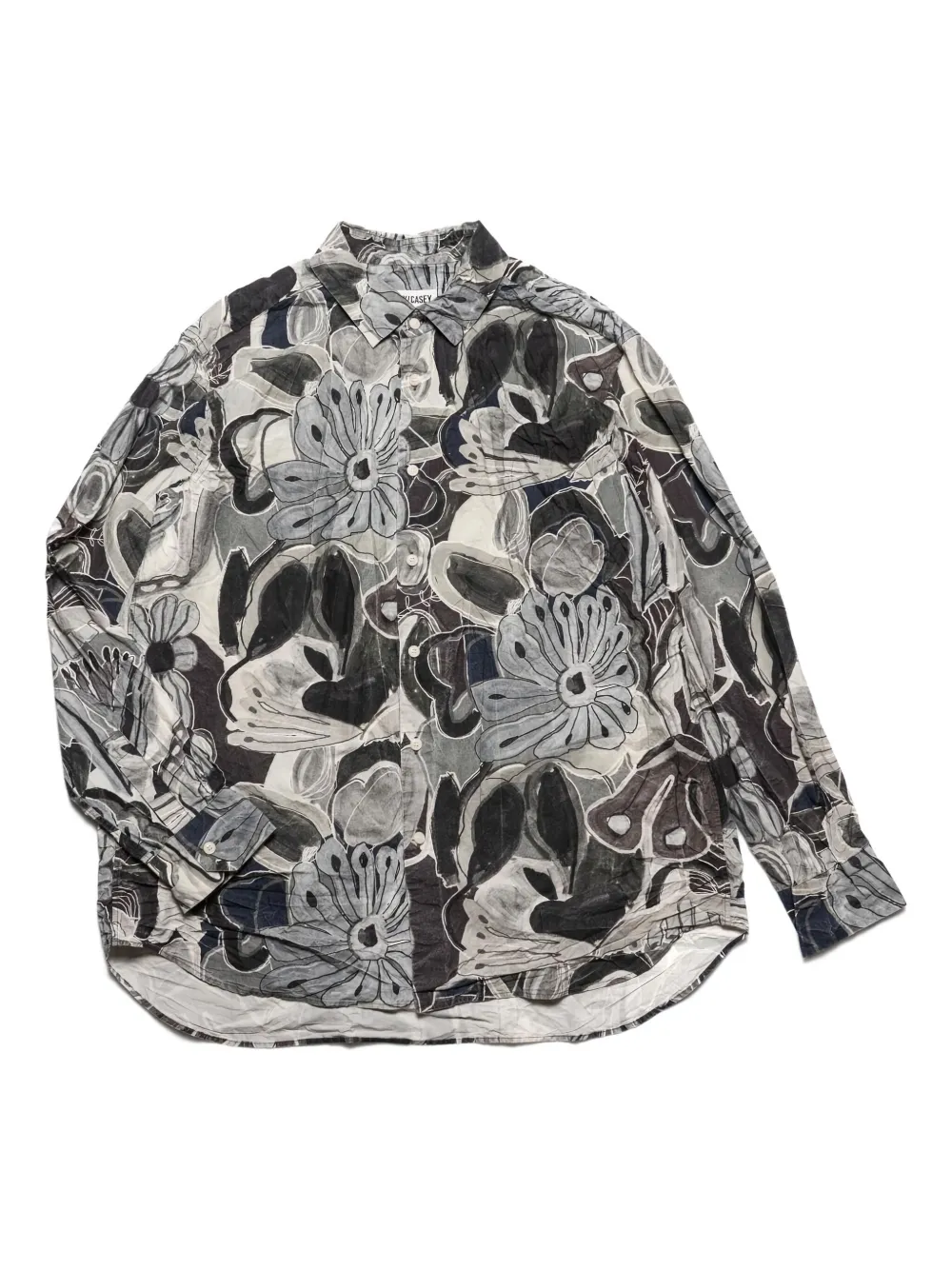 Casey Casey Big Raccourcie Printed Shirt In Gray