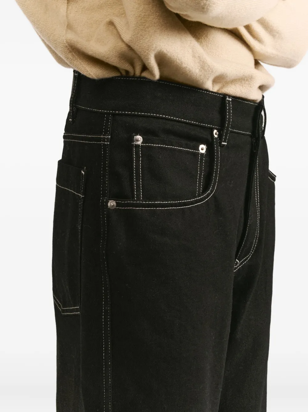 Casey Casey Leo Contrast-stitch Jeans In Black
