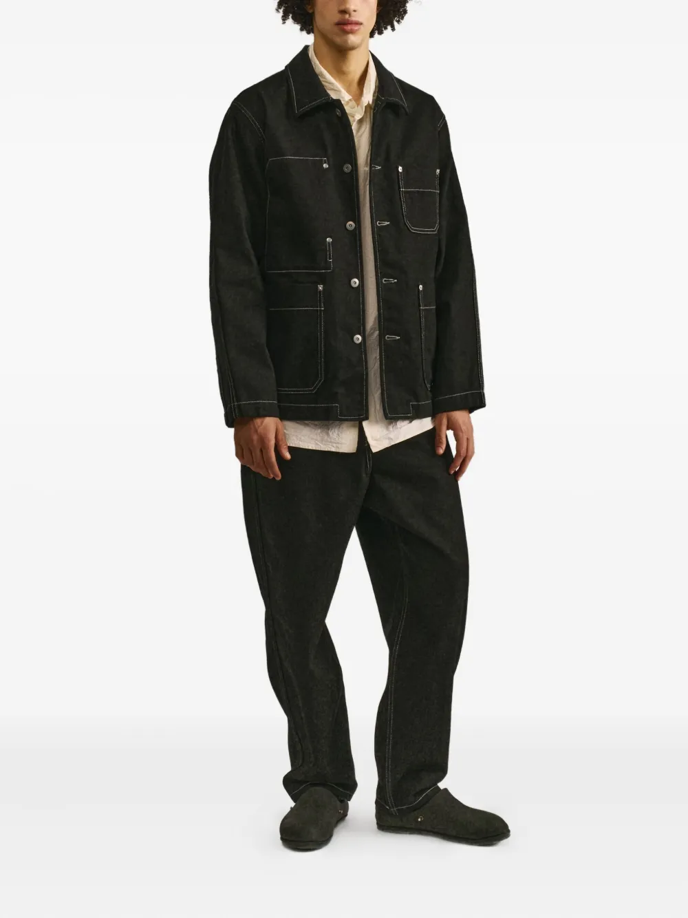 Casey Casey Leo Contrast-stitch Jeans In Black