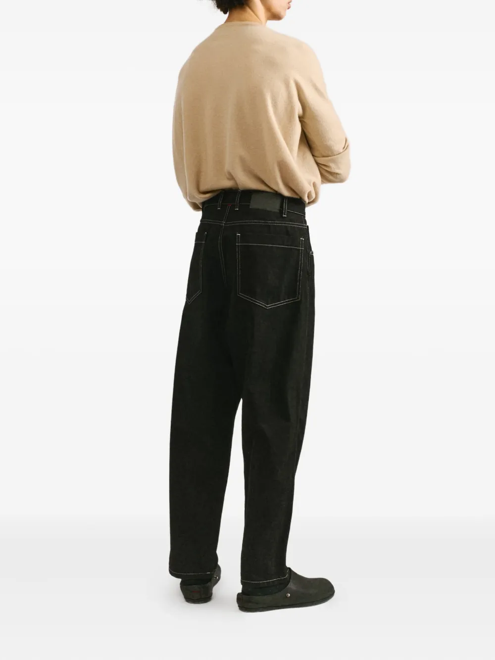 Casey Casey Leo Contrast-stitch Jeans In Black