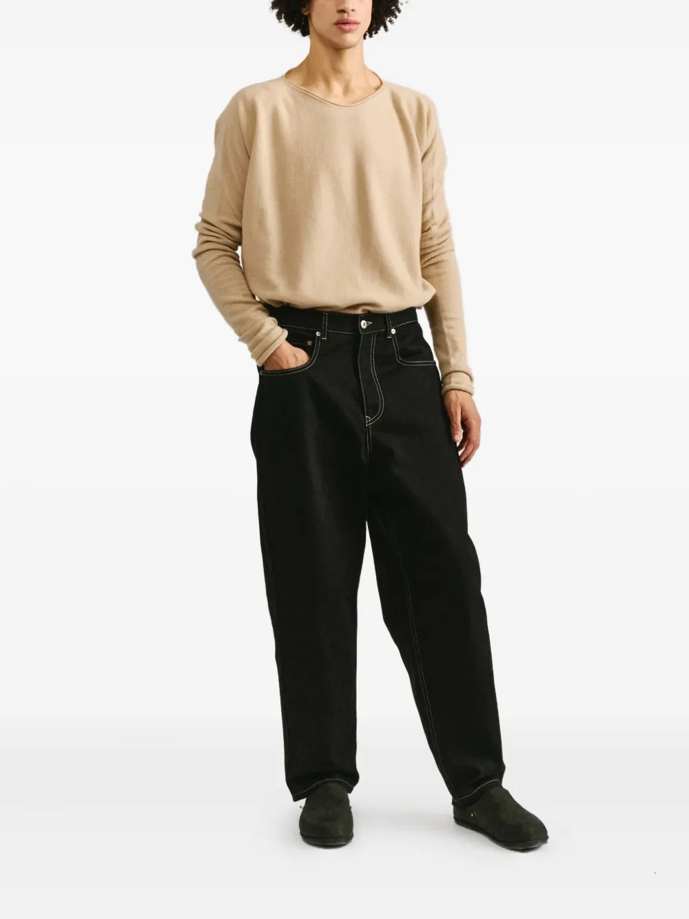 Casey Casey Leo jeans met contrasterend stiksel - Zwart