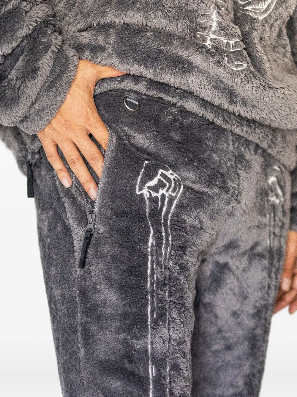 Doublet Zip Detail Graphic Trousers In Gray