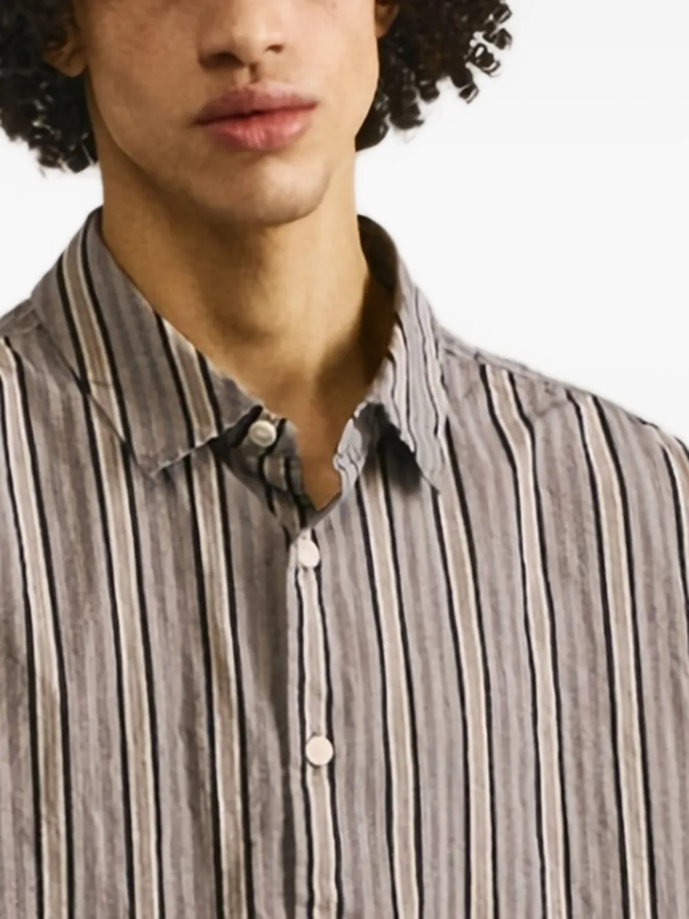 Casey Casey Hamnet Striped Buttoned Shirt In Gray
