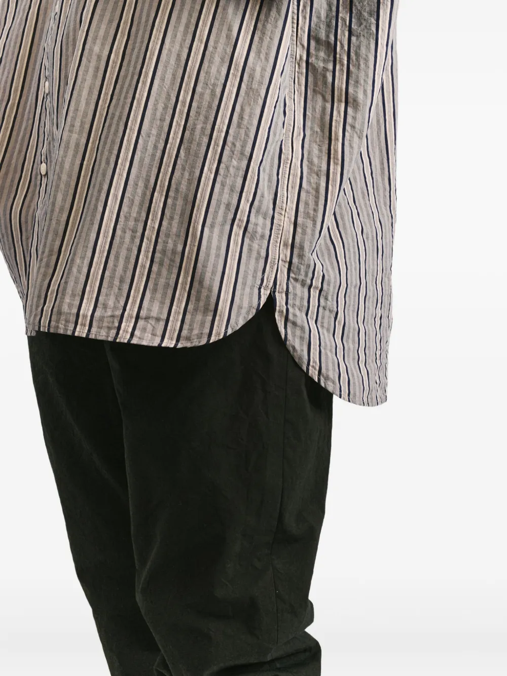 Casey Casey Hamnet Striped Buttoned Shirt In Gray