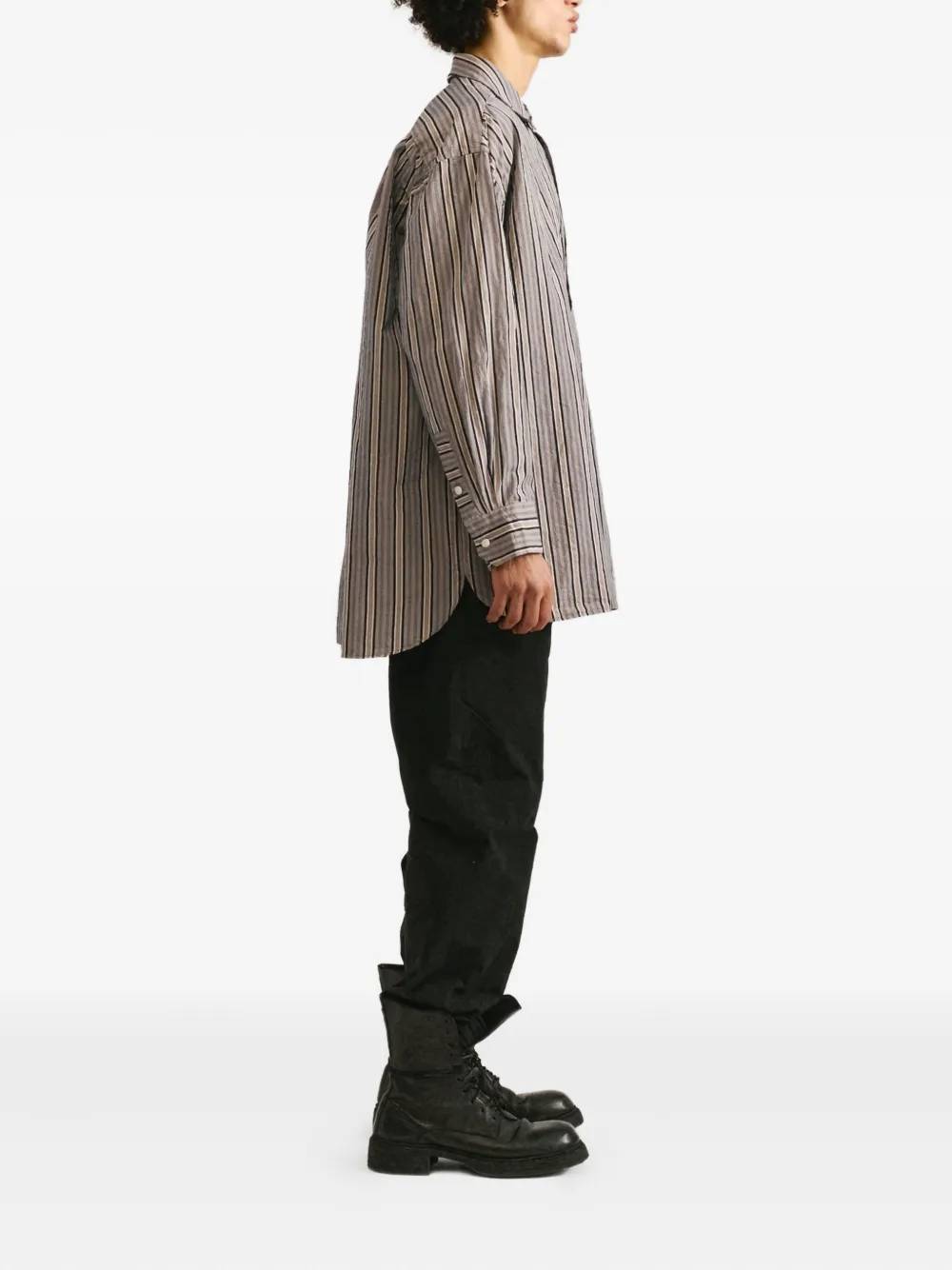 Casey Casey Hamnet Striped Buttoned Shirt In Gray
