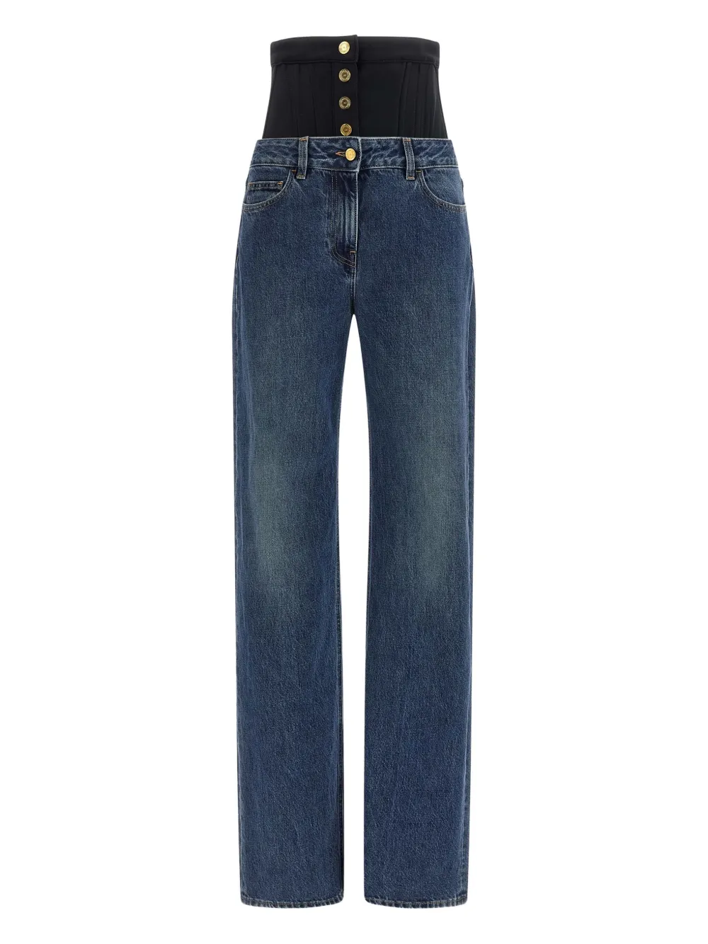 Elisabetta Franchi High-waisted Jeans Bustier Insert In Blue