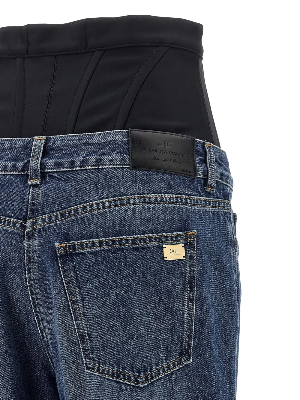 Elisabetta Franchi High-waisted Jeans Bustier Insert In Blue