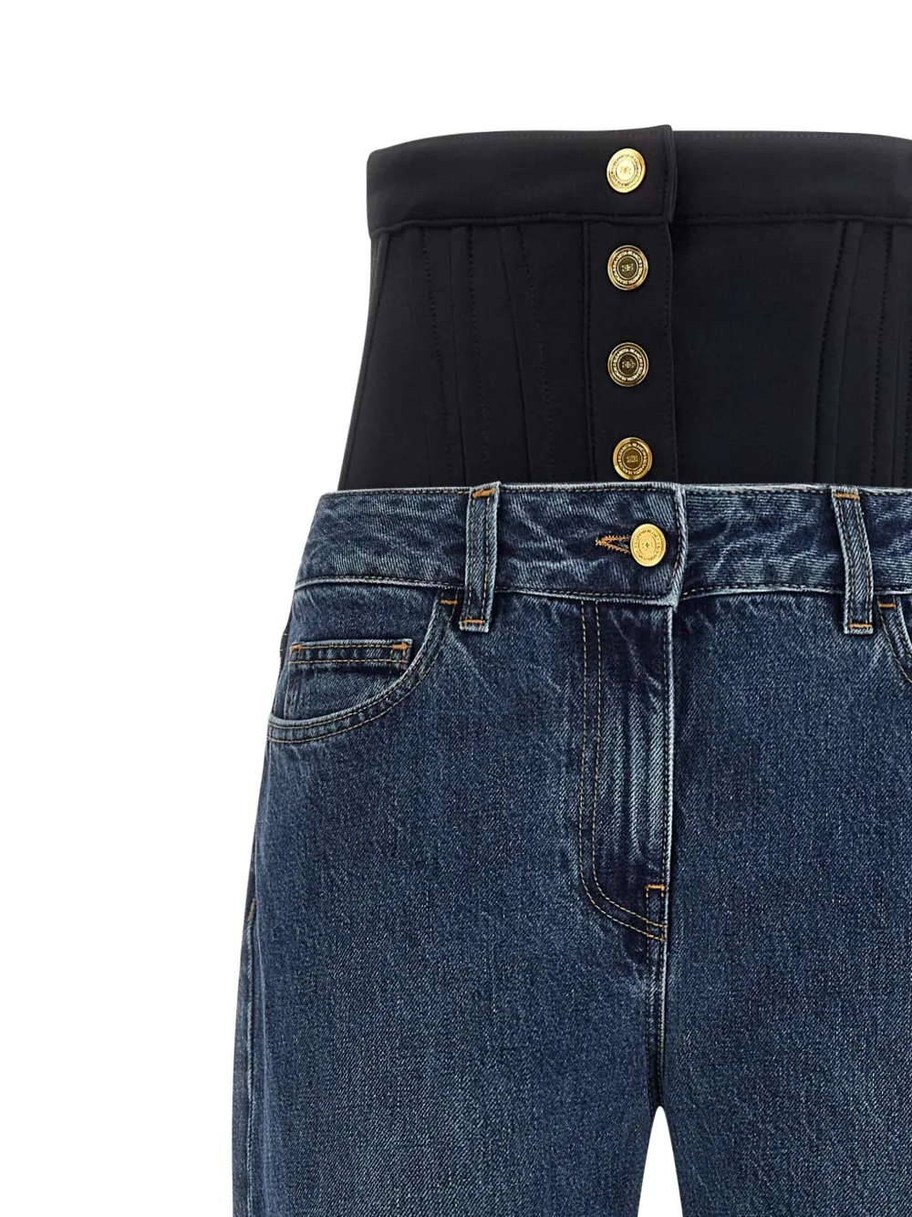 Elisabetta Franchi High-waisted Jeans Bustier Insert In Blue